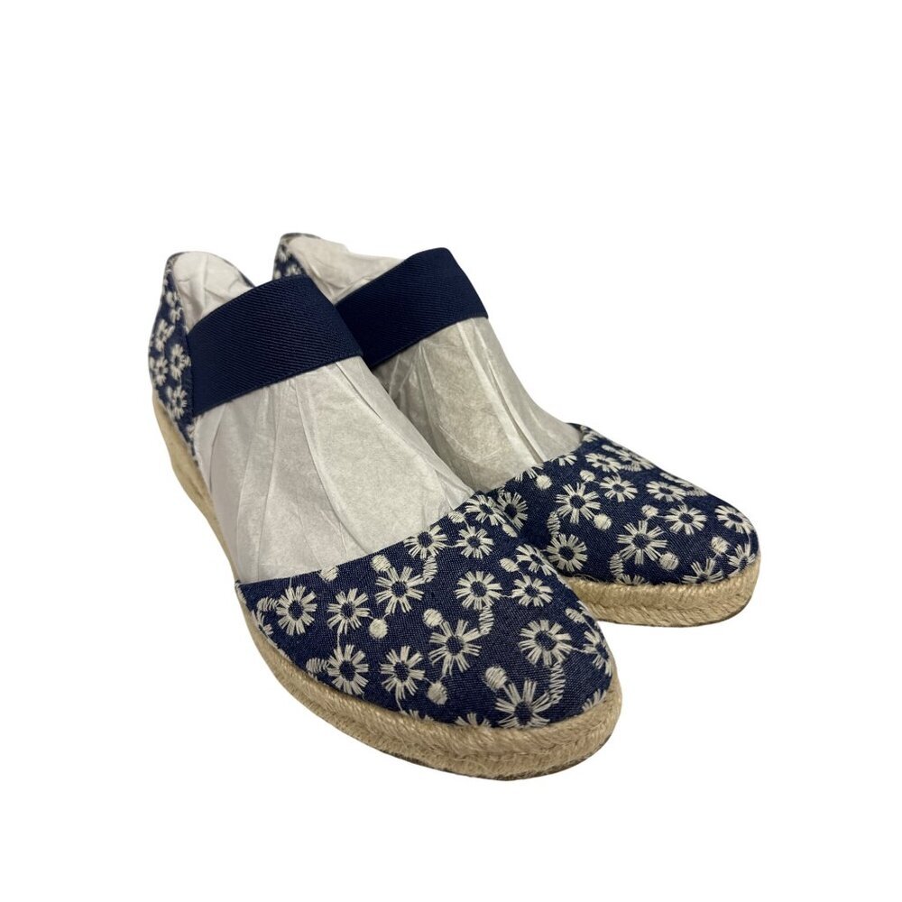 Lifestride Kaylee Women's Shoes Espadrille Blue White Daisy Floral Wedge 9.5 — image 3 of 8
